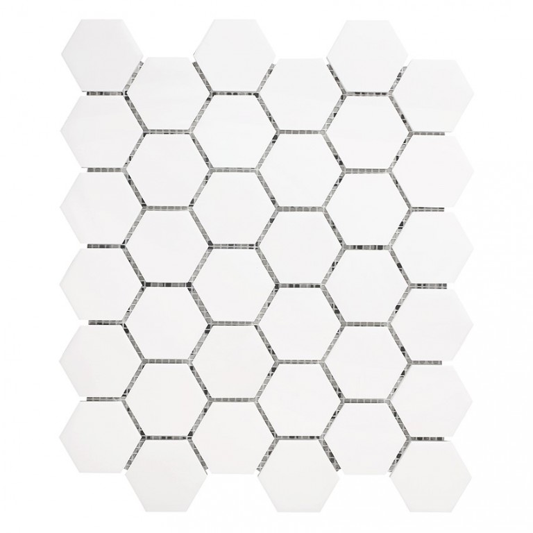 2" Polished Bianco Dolomite Marble Hexagon Mosaic Tile