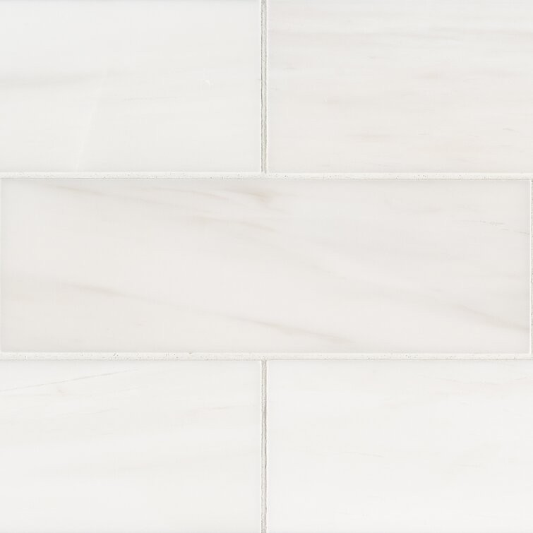 4"x12" Polished Bianco Dolomite Marble Subway Mosaic Tile