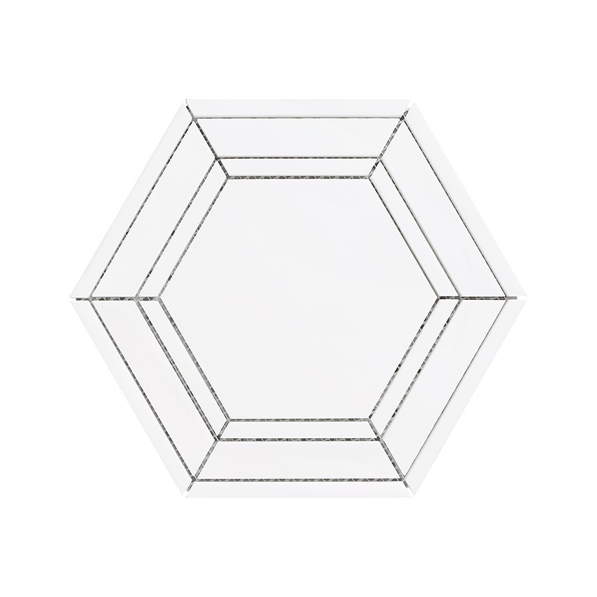 10"x11"x38" Bianco Dolomite Marble Honeycomb Mosaic Tile