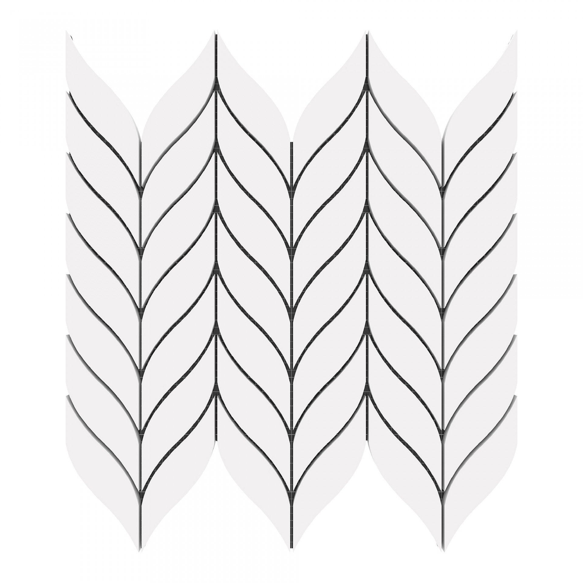 12.50"x12.20"x38" Bianco Dolomite Marble Leaf Pattern Mosaic Tile