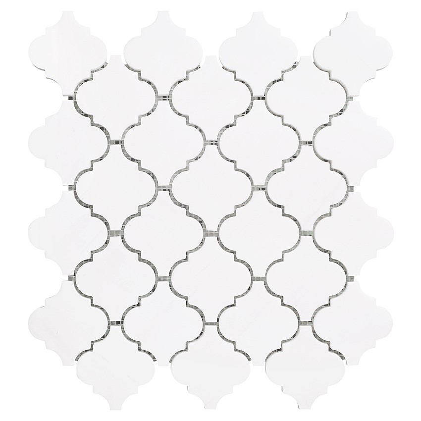 12"x12"x38" Bianco Dolomite Marble Lantern Mosaic Tile