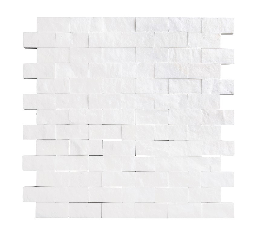 12"x12"x38" Bianco Dolomite Marble Split Face Brick Mosaic Tile